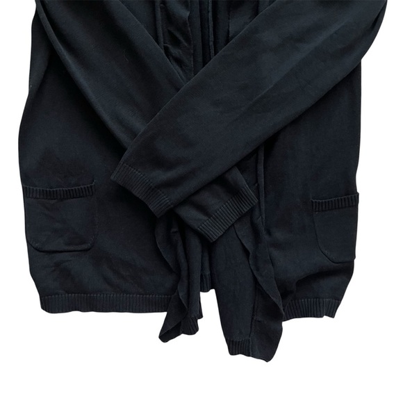 MaxMara Silk Cotton Blend Ruffle Open Front Waterfall Cardigan in Black Size M - Picture 5 of 10